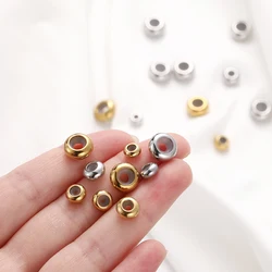 10Pcs/Lot Stainless Steel Round Beads Silicone Rubber Smooth Spacer Stopper Beads for Bracelet Jewelry Making DIY Accessories