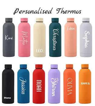 Custom Logo Name Thermos Large Vacuum Flask Stainless Steel Portable Thermos Bottle Outdoor Sports Water Bottle Travel Mug 500ml