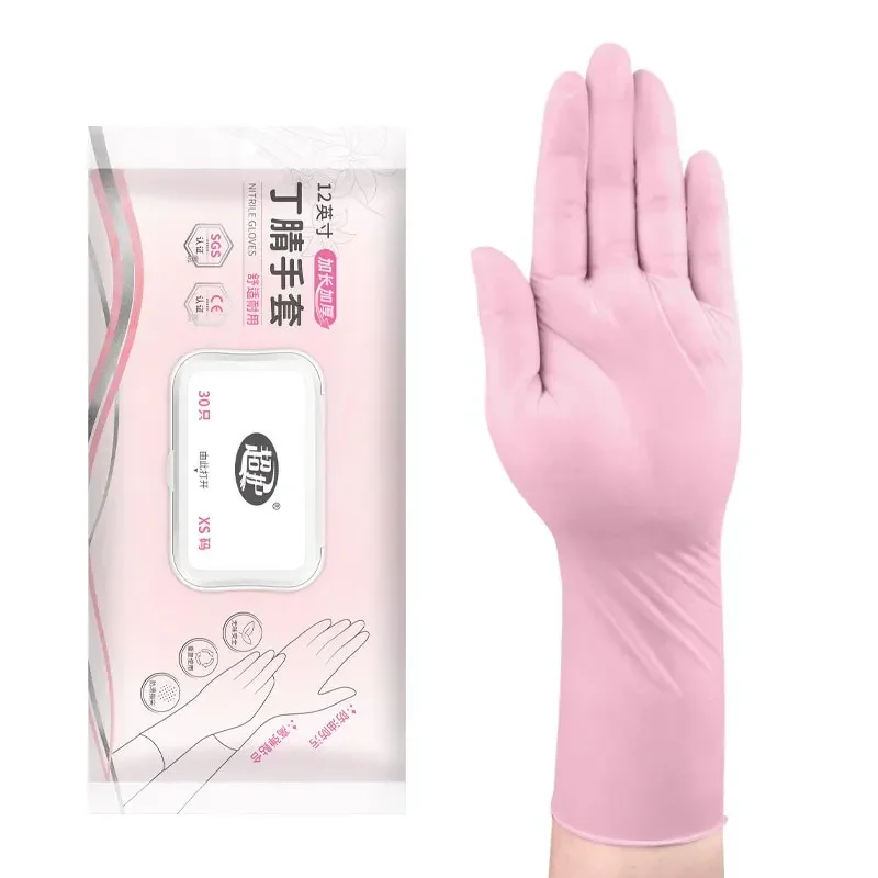 Disposable Dishwashing Gloves Ding Qing Pull-out Women's Housework Cleaning Kitchen Durable Extended Nitrile Household 6