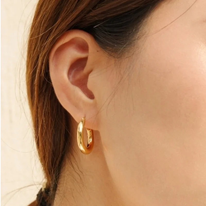 1Pair 5.0 Titanium Steel Round Thickened Earrings stainless steel smooth circle solid thick Earrings jewelry Accessories Gifts 4
