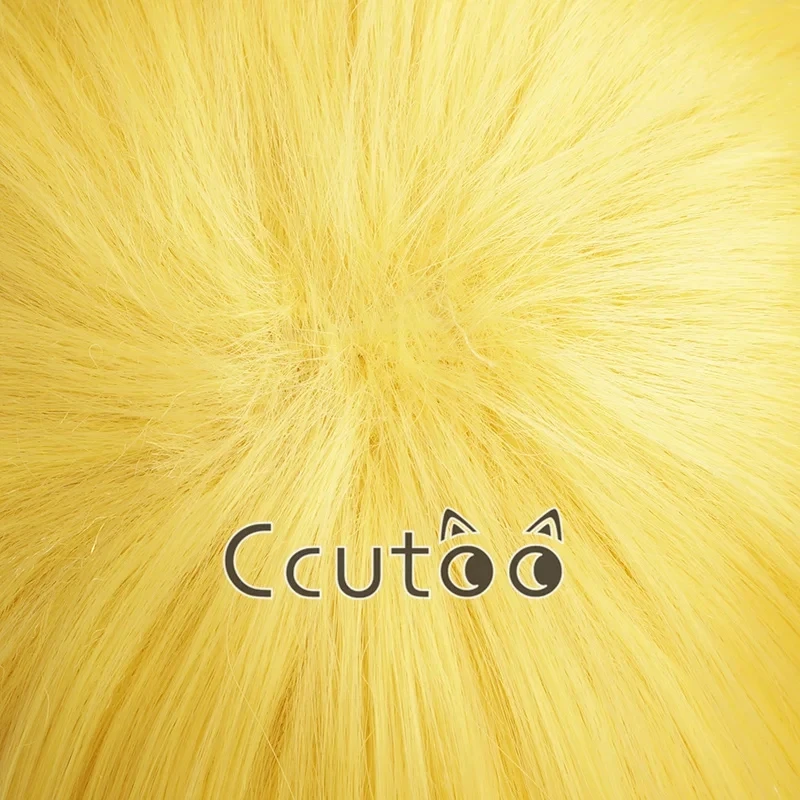 ccutoo 애니메이션 원피스 코스프레 가발 산지 가발 짧은 직선 황금색 내열성 합성 머리 + 가발 모자