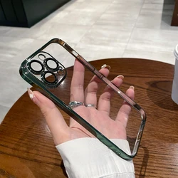 Luxury Plating Clear Silicone Phone Case with Lens Protection for iPhone 12 Mini (Alpine Green)