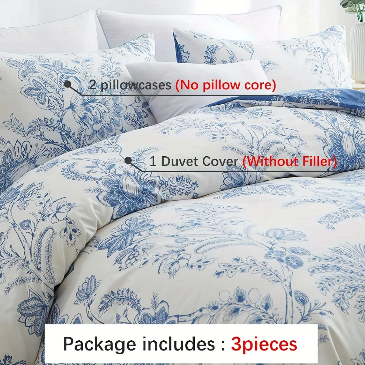 3PCS مجموعة من ثلاث قطع من مجموعة أغطية زرقاء من ط...