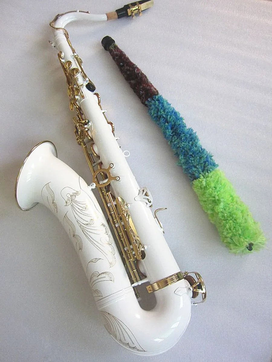 New Bb Tenor Saxophone Professional Brass White gold key Sax with Case Mouthpiece and Accessory