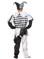 Halloween Carnival Party Cosplay Costumes Funny Clown Cosplay Costume Adults Man Women Black and White Couple Clown Suit 5