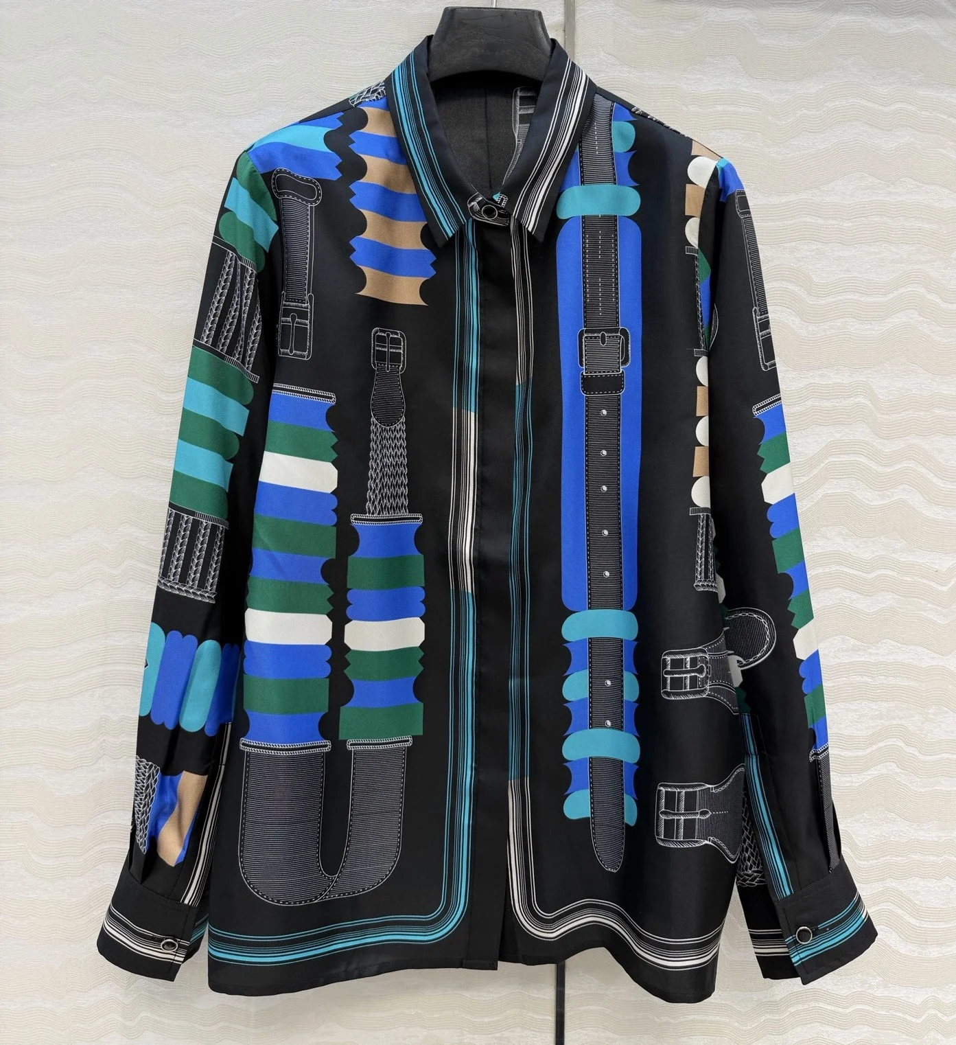 2026 Spring Summer 26ss New Fashion 100 Silk Gothic Print Blouse Shirt 2026-spring-summer-26ss-new-fashion-100-silk-gothic-print-blouse-shirt