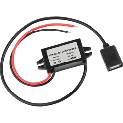 Waterproof DC - DC Step Down Power Adapter with USB and Open Wire Connections, 5V 3A - 5V 3A (Single square USB)
