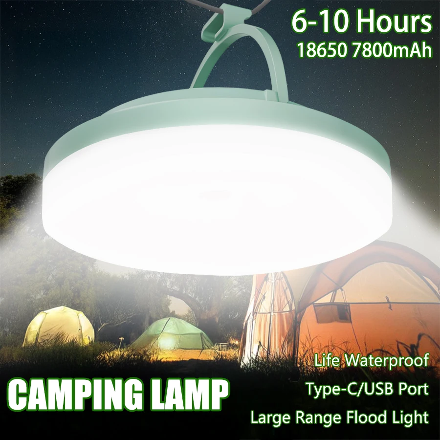 7800mah Rechargeable Camping Lamp Outdoor Magnetic Tent Light Power Bank Emergency Lantern For Maintenance Work LED Flashlight