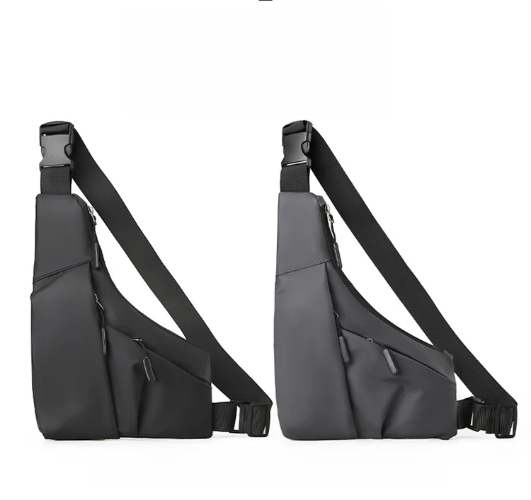 Fashionable new anti-theft close fitting gun bag triangle bag casual leather men's bag left and right crossbody casual chest bag_voghion.com