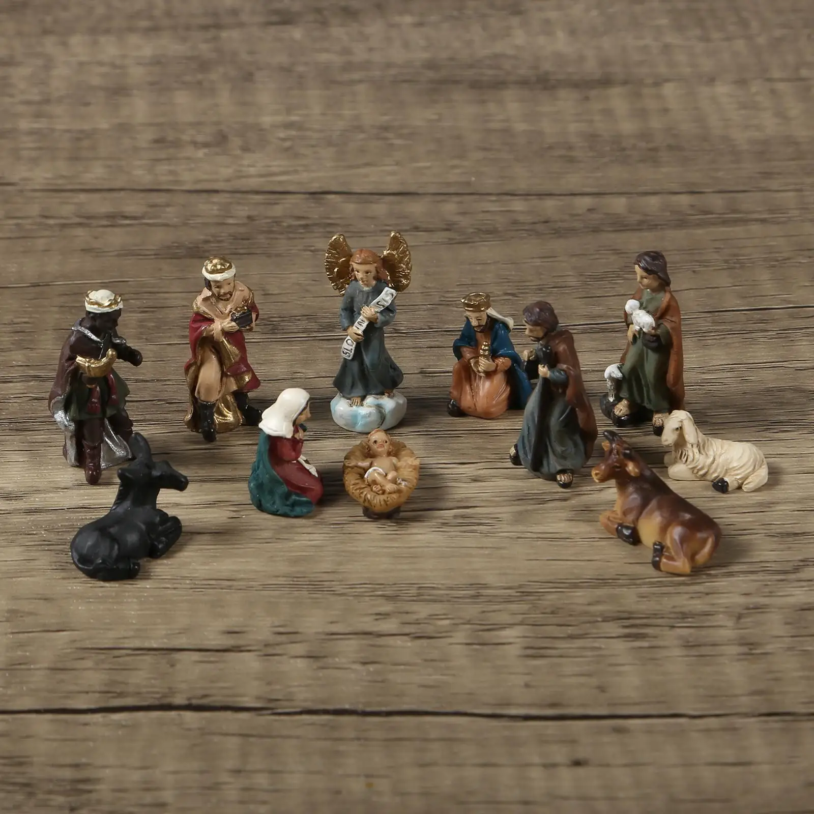 Resin Christianity Bith of Jesus Miniature Set 11pcs Resin Holy Nativity Figurine Religious Christmas Shelf Tabletop Decoration christian statue,home decor items
