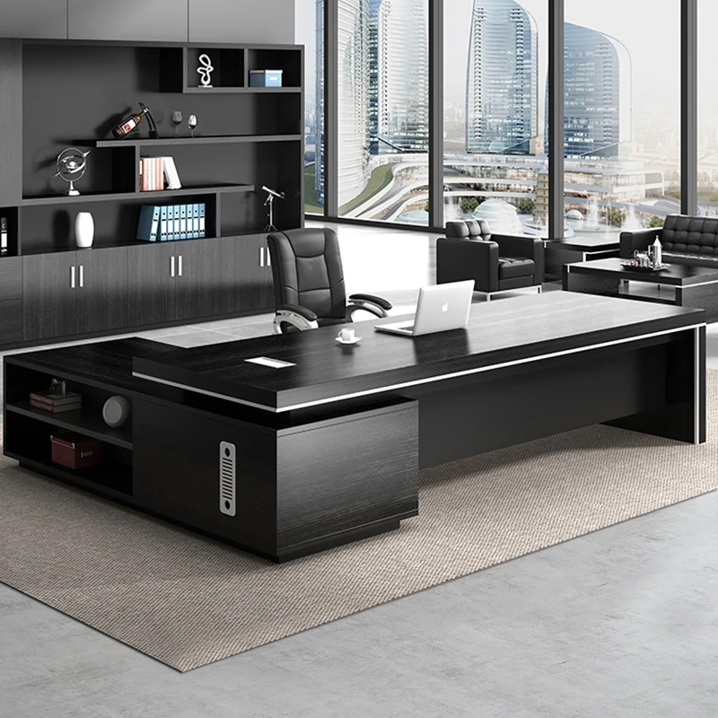 Black Corner Office Desk Conference Reception Work Desktops Monitor Office Desk Standing Mesa De Escritorio Office Furniture