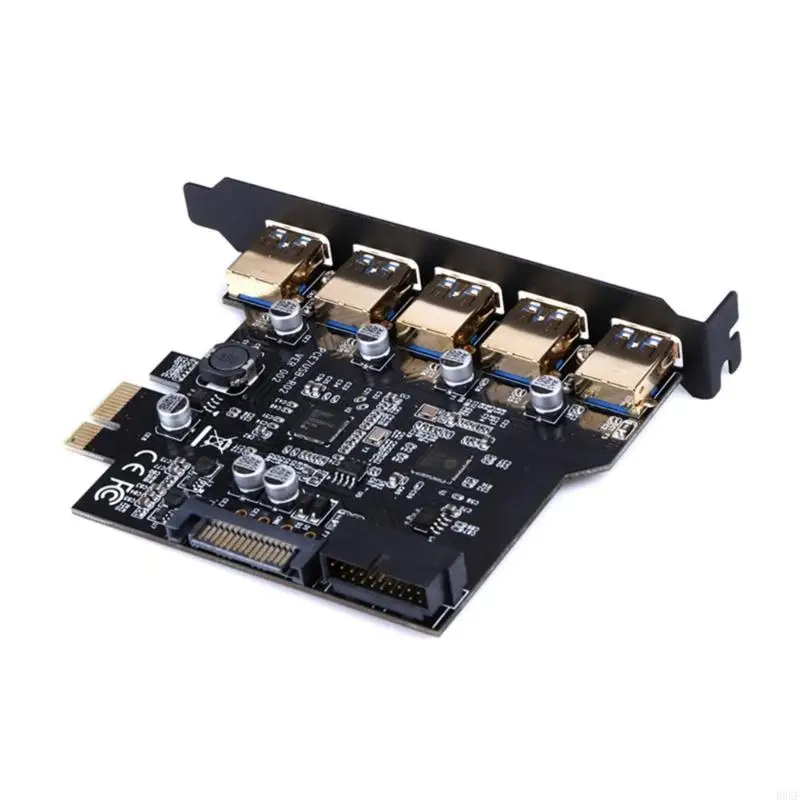 B0KF Convenient Installation USB3.0 Expansion Card 5Ports19PIN Power Connector Expand Device Connectivities Effortlessly