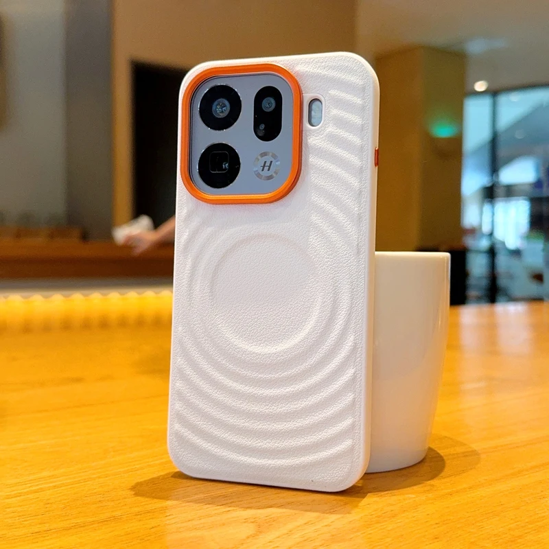 Wave Design Magnetic Wireless Charging Protective Hard PU Phone Case, Compatible with OPPO Find Series