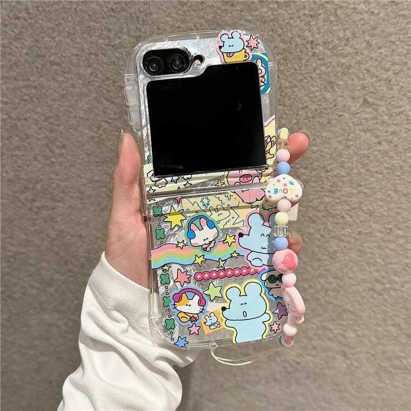 Kawaii Cartoon Animal Magnetic Phone Case with Magsafe Stand and Chain