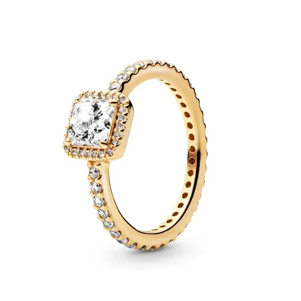 Exquisite Gold Series Sterling Silver Heart Crown Ring - Fashionable Charm Jewelry Gift