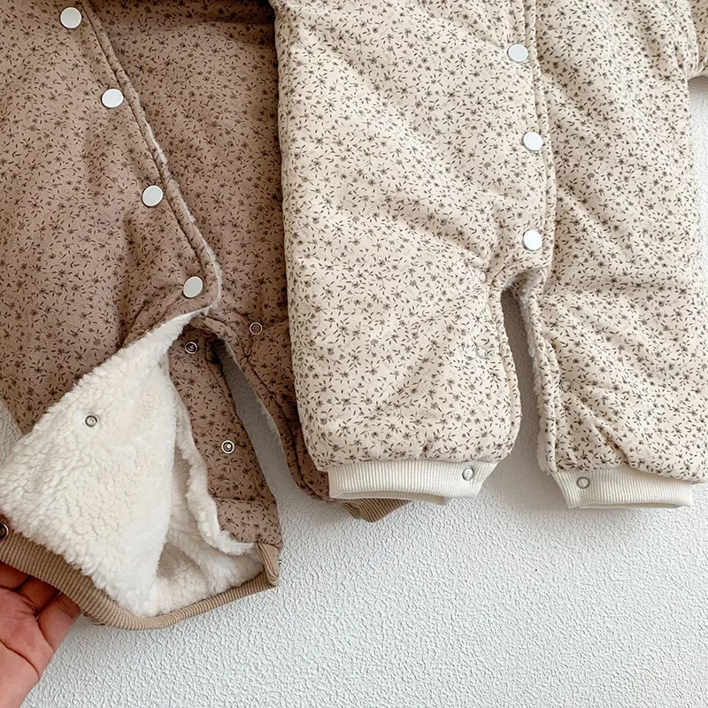 Floral Fleece Baby Jumpsuit Girls Toddler Clothing