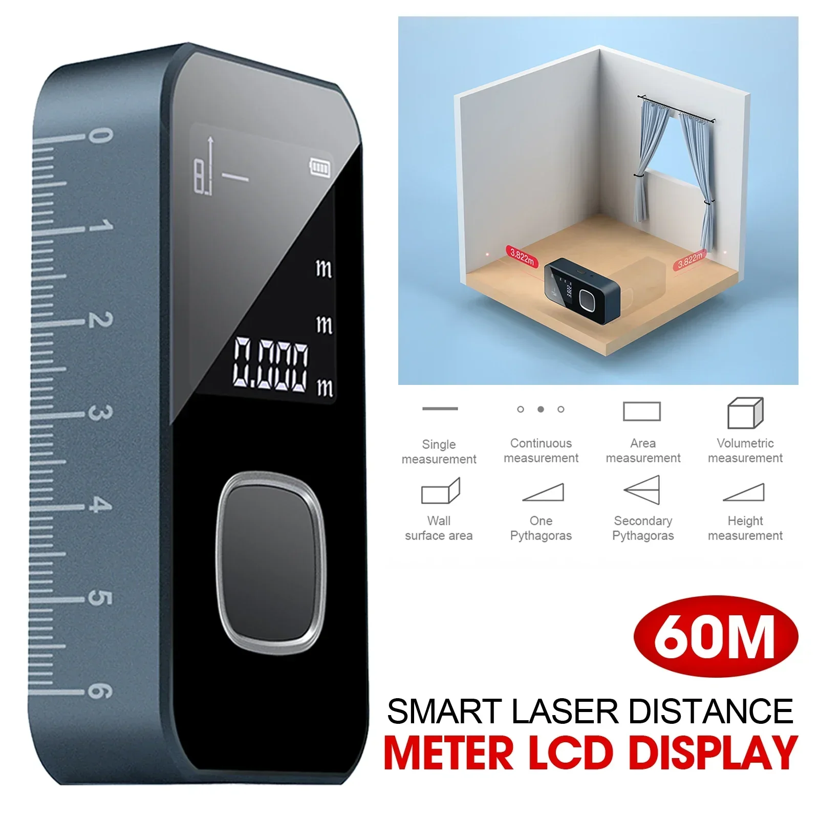 

SW24A/SW24B Laser Rangefinders 60M Portable USB Charger High Precision Measurement Angle Laser Digital RangeFinder Construction