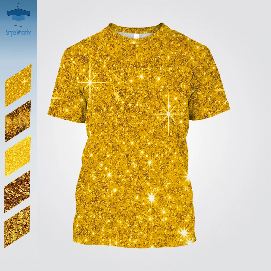 

Gold-patterned T-shirts 3D Printed Summer Short Sleeved Tops For Men O-neck Unisex Oversized Clothing 2023 Popular Streerwear