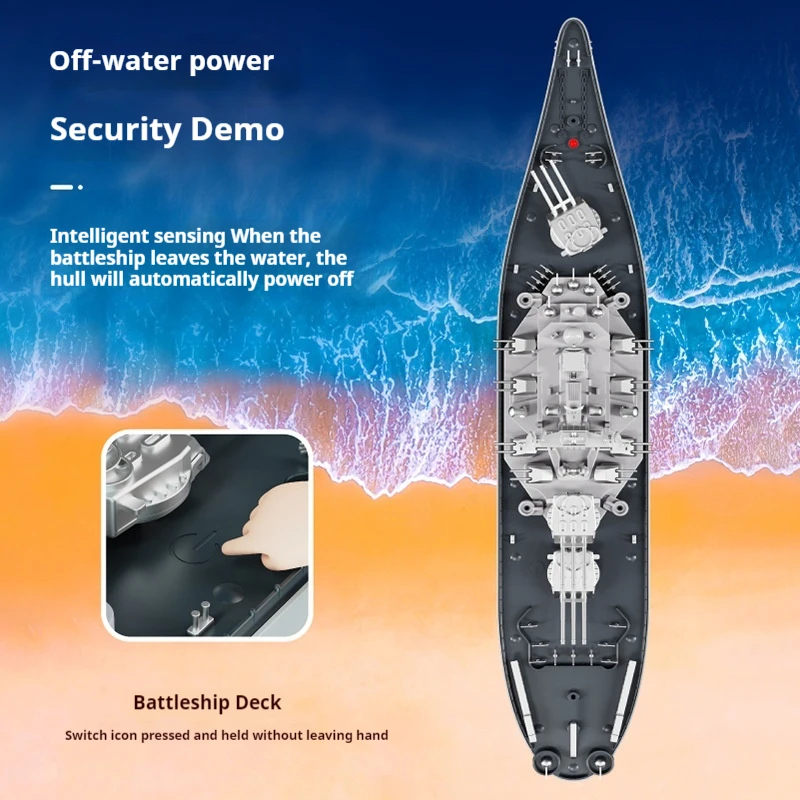 New Remote Control Model Battleship Simulation 1:390 2.4G ultra-high frequency with Watch Sensor Water Toy Kids Toys Christmas 5