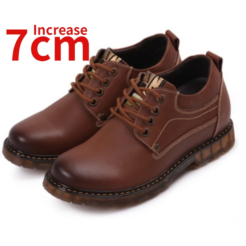 

Genuine Leather Height Increased 7cm Oxford Shoes for Men Invisible Inner Heightening Shoes Business Casual Elevated Work Shoes