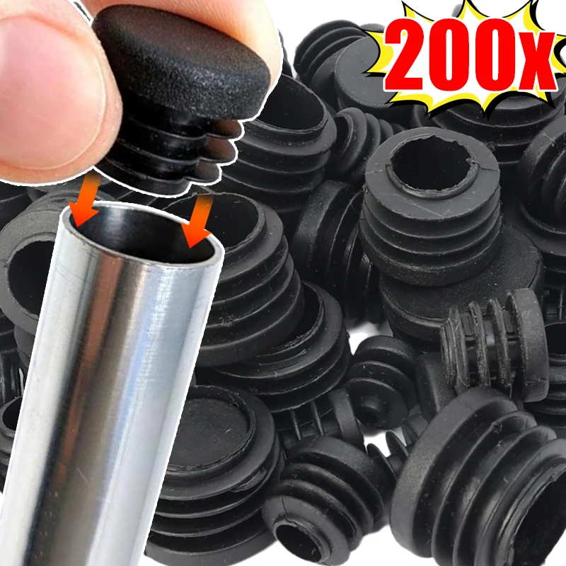 VGOL 50 stuks plastic buis insert plug ronde eindpluggen buis koepelvormige inzetstukken eindkappen stoppers meubels accessoires voor stoelen tafelpoten 16 mm zwart