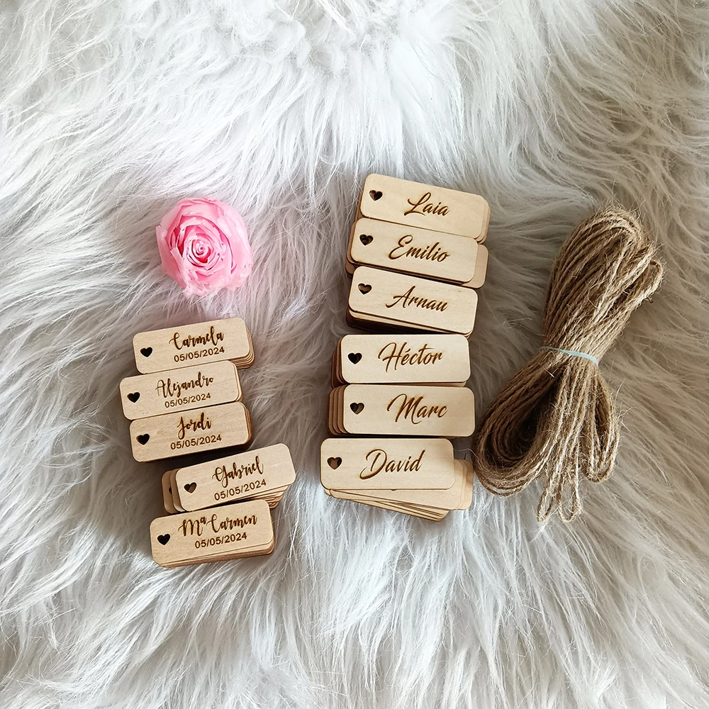 Wooden Wedding Table Cards Customized Banquet Guest Name Wooden Label Card Decoration Wedding Table Card Personalized Wooden Label Tag
