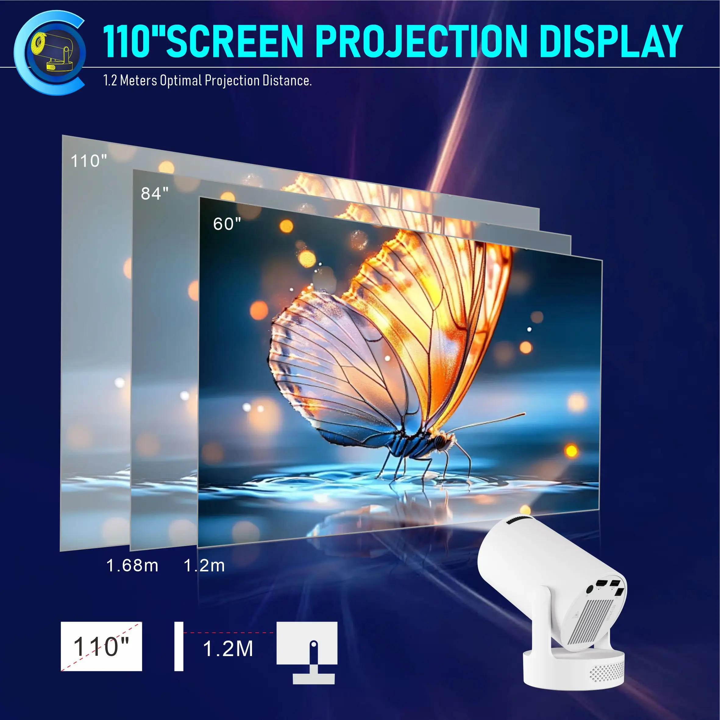 Projector HY300 Ultra 4K Android11 WiFi6 BT5.0 290 ANSI Built in 5W Speaker Ultr