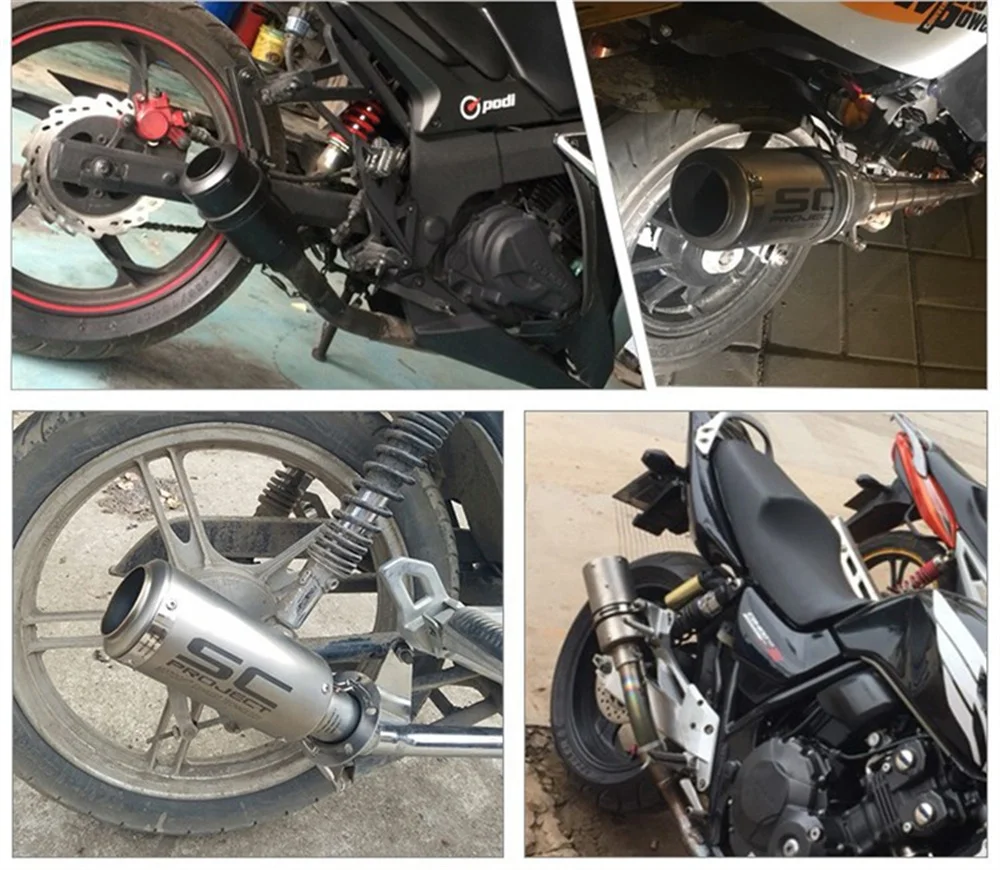 Motorcycle exhaust muffler Universal 51/60mm inox carbon fiber with DB Killer for z900 R3 R25 MT07 MT09 R1 Z400 Z650