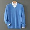 Men's V-neck Wool Sweater, Thick and Loose Pullover, Underlayer Knitted Sweater, Korean Version, Autumn and Winter 4