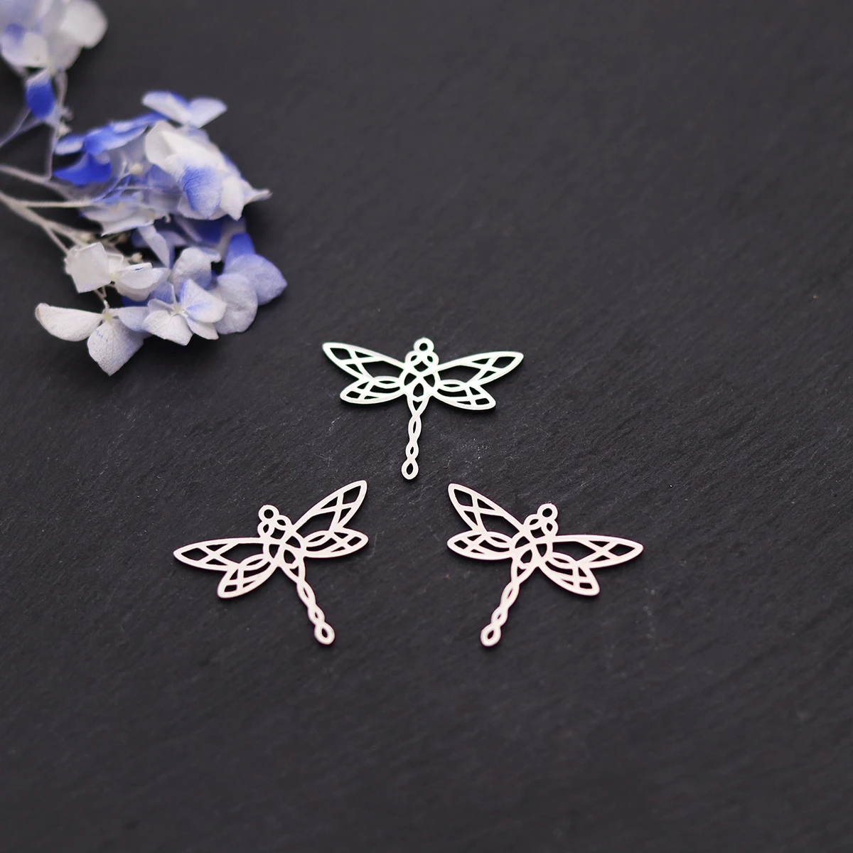 3pcs 참 스테인레스 스틸 잠자리 연꽃 하트 스타 고양이 DIY 펜던트 귀걸이 팔찌 수제 보석 만들기 용품