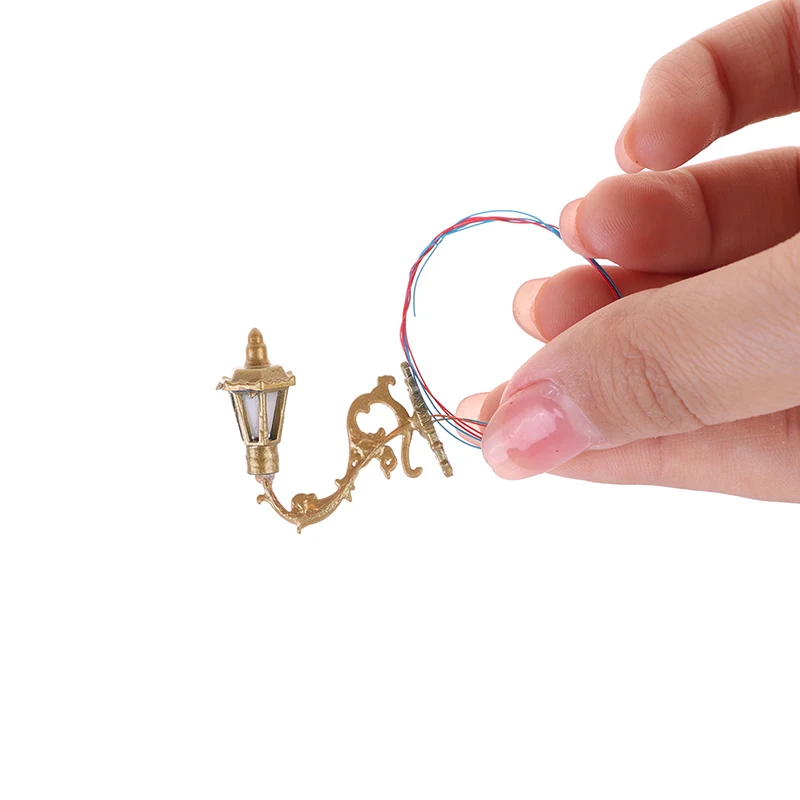 2pc Antique 1:12 Dollhouse Lamp Wall Light DIY Model Decor Toy Dollhouse Accessories Garden Yard Chandelier Sand Table Led Light