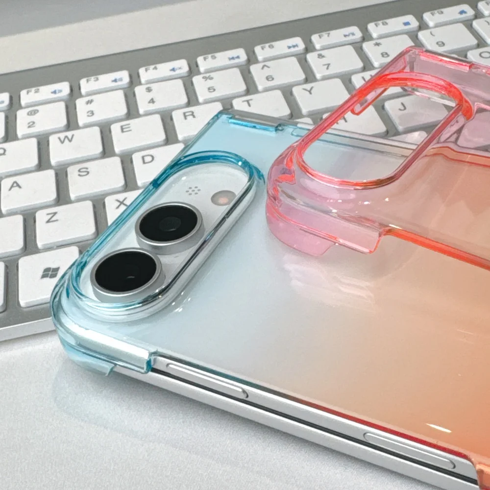 Gradient Color Ultra Slim Hard Phone Case with Transparent Hinge Protection and Matte Finish