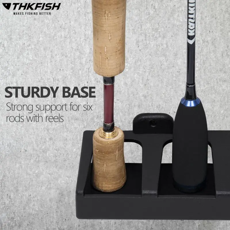 THKFISH 1쌍 낚싯대 보관 랙 8홀 벽걸이 낚싯대 홀더 브래킷 수직 수평 낚싯대 스탠드