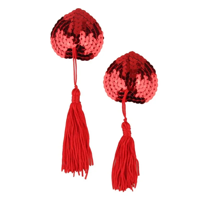 2024 New Women 2pcs/set Sexy Self Adhesive Sequin Tassel Cover Heart Shape Bra Nipple Cover Pasties Breast Petals 6 colors