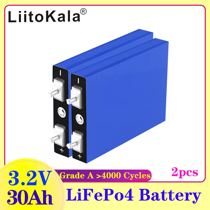 

2PCS LiitoKala LiFePo4 3.2V 30AH 5C 3.2V battery for diy 12V 24V 36V 48V lifepo4 e-bike e scooter wheel chair AGV car Golf carts