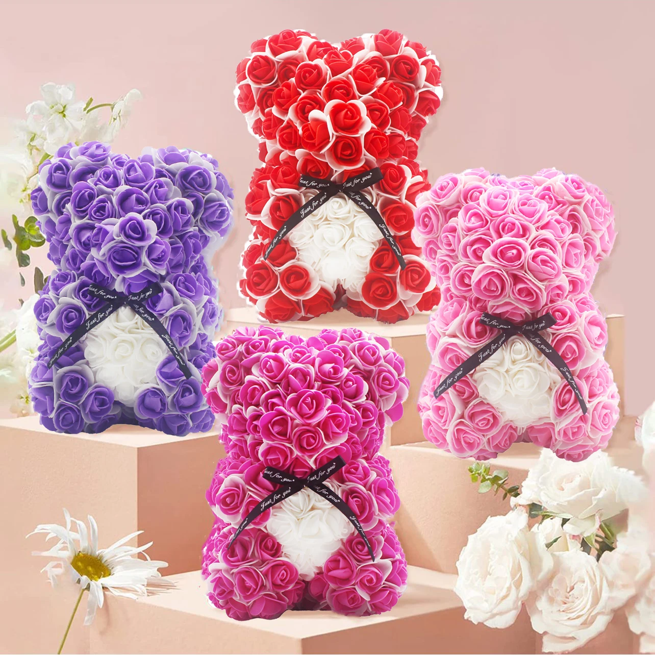 ValentinesDayGift25cmRoseFlowerBearsDoubleColorsRoseTeddy