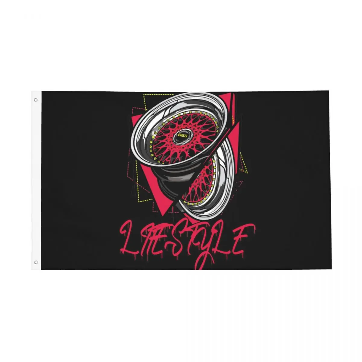 Bbs Car Wheel Flags Double Sided Indoor Outdoor Banner All Weather Home Room Dorm Wall Decor