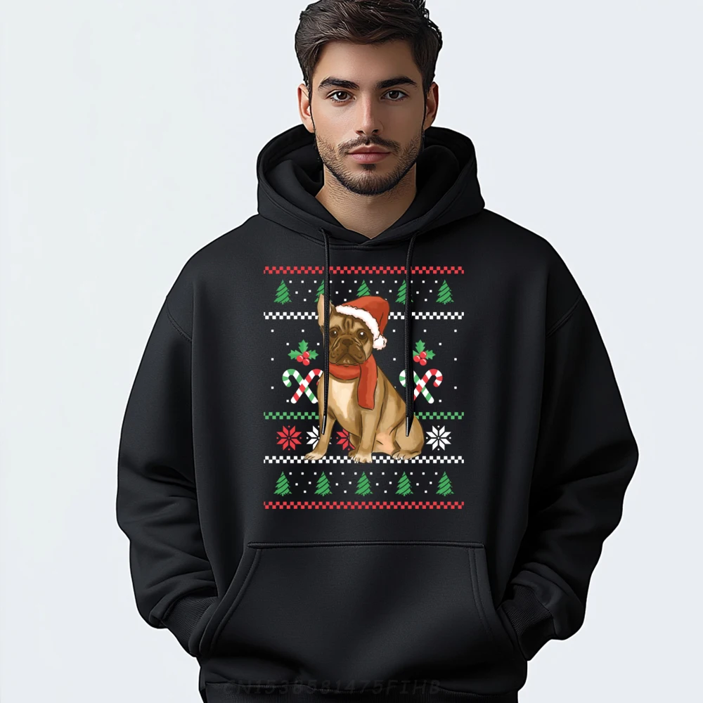 Christmas French Bulldog Outfit Santa Funny Hoodies long Sleeve Gift Idea Thanksgiving Day O-Neck Hoodies Normal Coat Special Christmas French Bulldog Outfit Santa Christmas