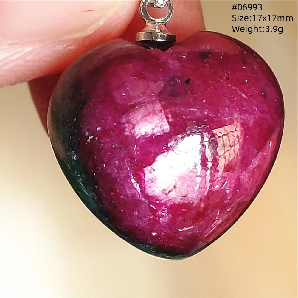 Natural Red Ruby Tumbled Pendant Jewelry Women Men Heart Love Watermelon Ruby Necklace Gemstone 925 Sterling Silver AAAAA