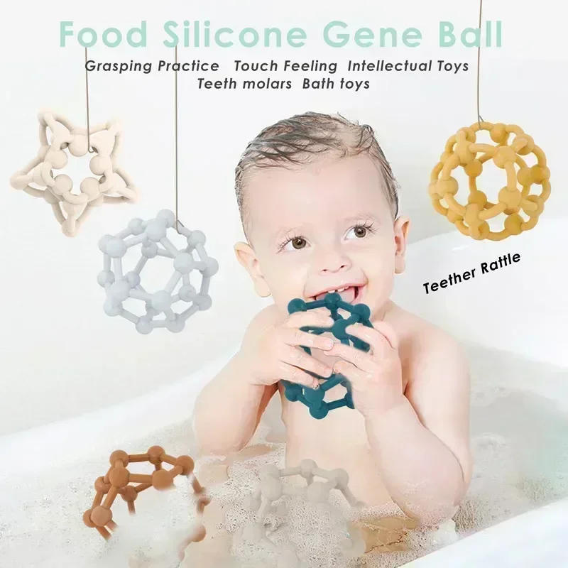 WOLIFE 1PC Baby Silicone Teether Infants Molar Toys Colorful Silicone Chewing Teether Ball Easy To Clean Gift For Baby BAP Free 6