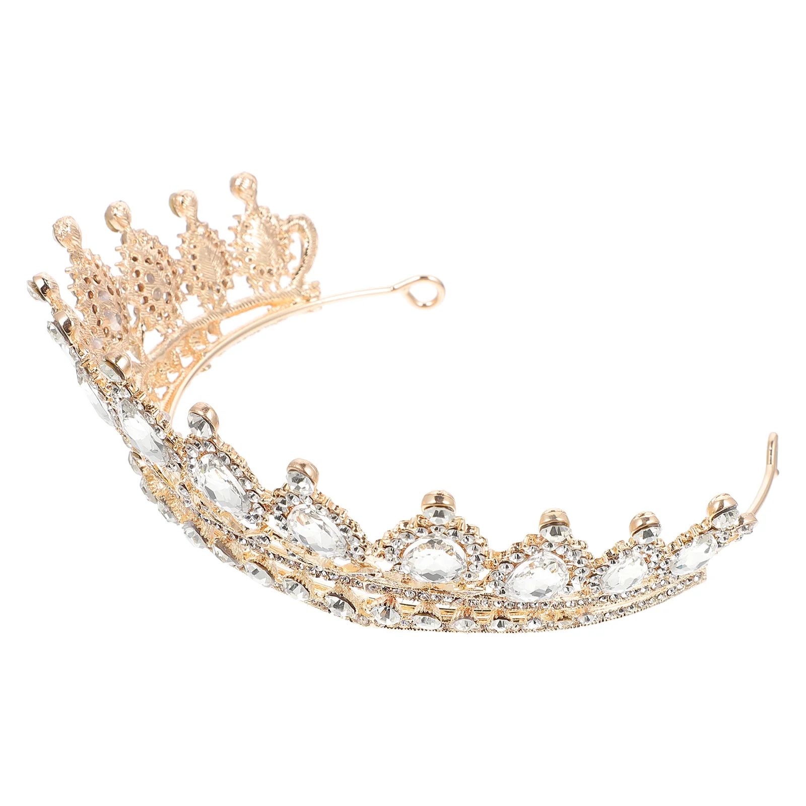 

Rhinestone Bridal Crown Gold Hair Accessories Tiara Alloy Jewelry Head Simple Bride Wedding Decor