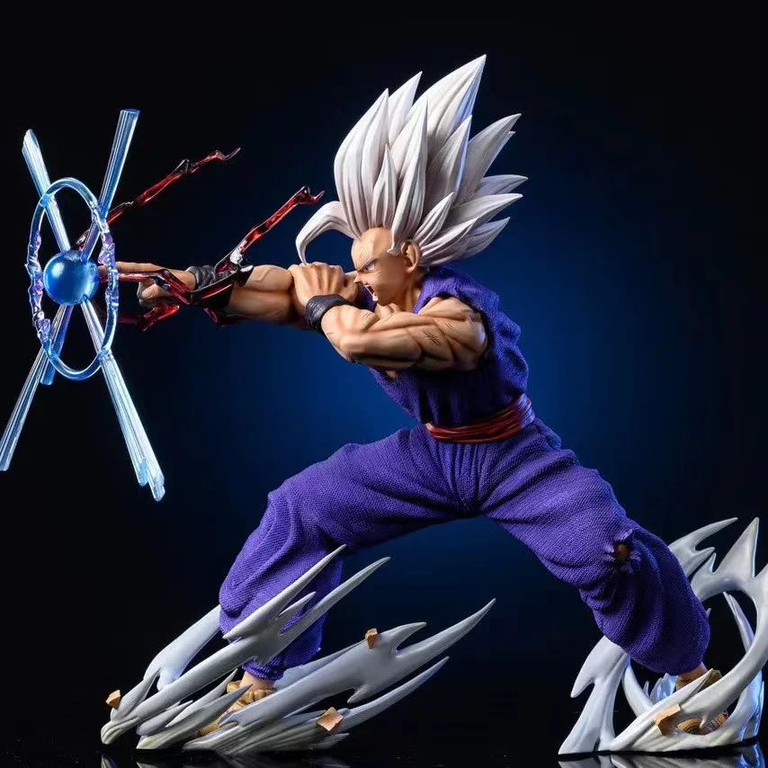 

Dragon Ball Super z GK Squatting White God Son Gohan wave special effects Models StatueAnime Figurine Doll Collection Toy Gift