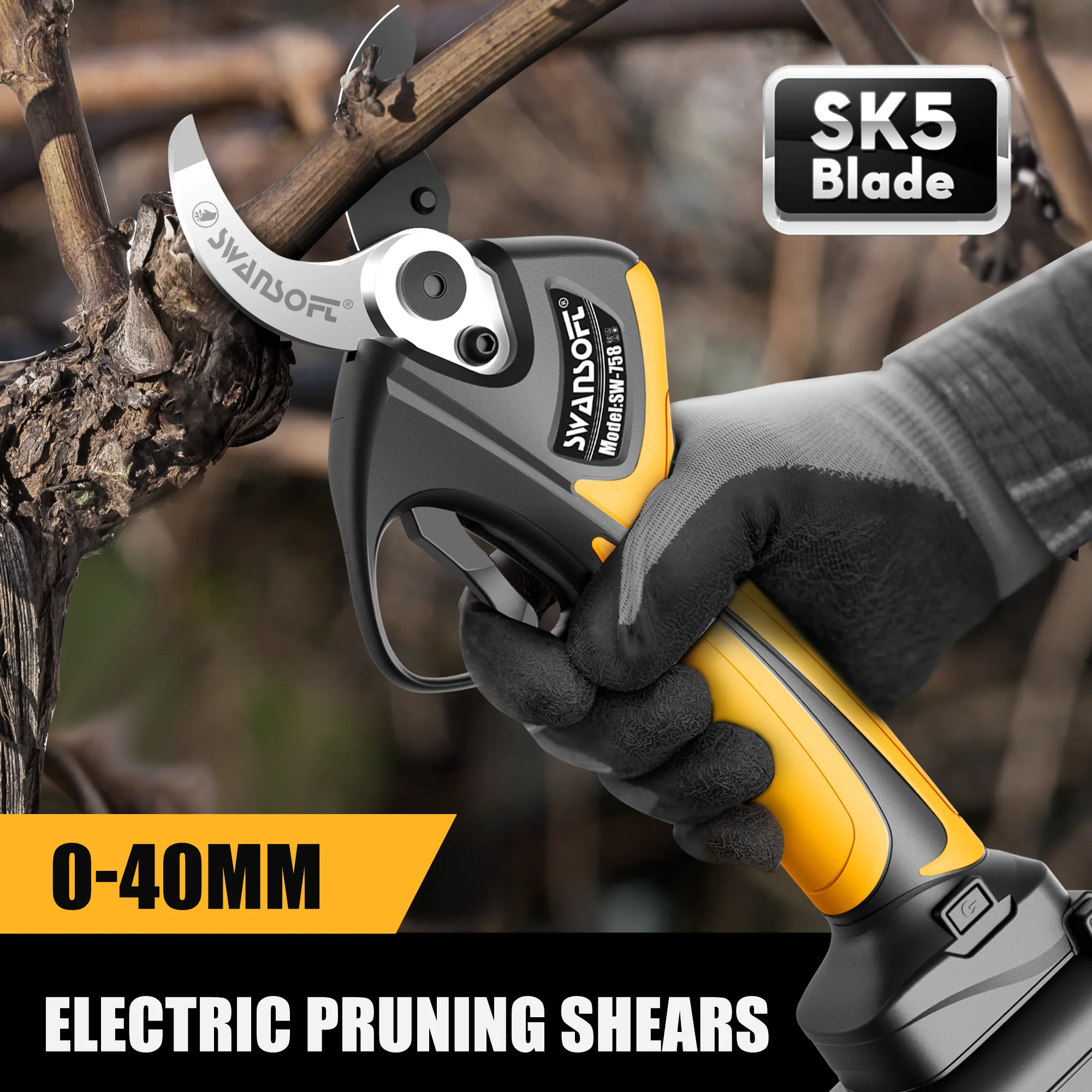 Cordless pruning shears gardening shears SW-758 1050W battery pruner with 2 Gears tree grafting pruning shearsgarden tool house 2