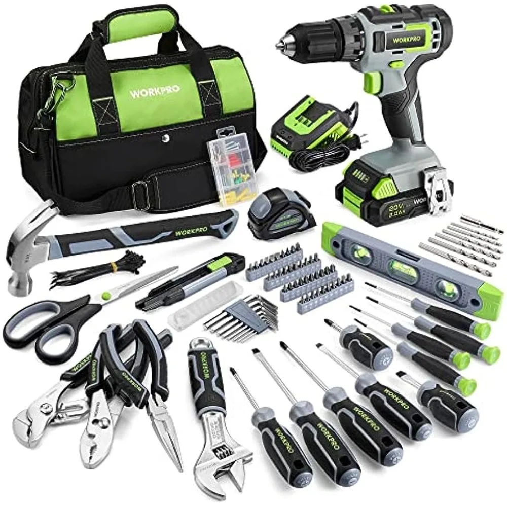 

WORKPRO Cordless Drill Combo Kit, 157PCS Power Tool Set with 20V Cordless Lithium-ion Power Drill Driver, Cordless Drill Set