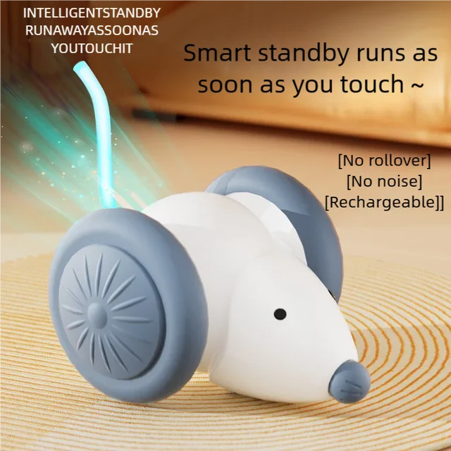 Interactive Cat Toy Electric Mouse Car Automatic Teaser Kitten Rechargeable Obstacle Avoidance Cat Car Toy for Indoor Smart Cats 2
