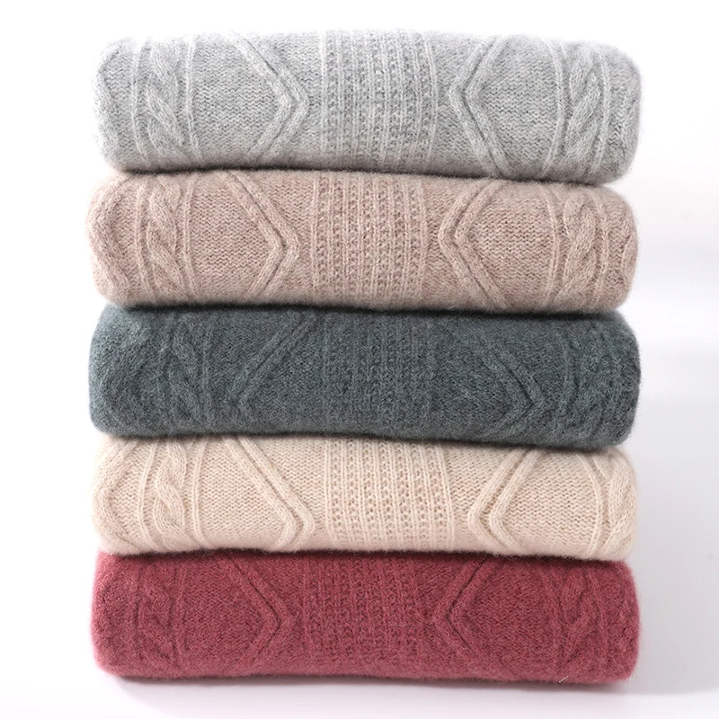 100% Pure Wool Men's Sweater, Knitted Thickened Long Sleeved Business Casual Fashion Underwear  Popular Top