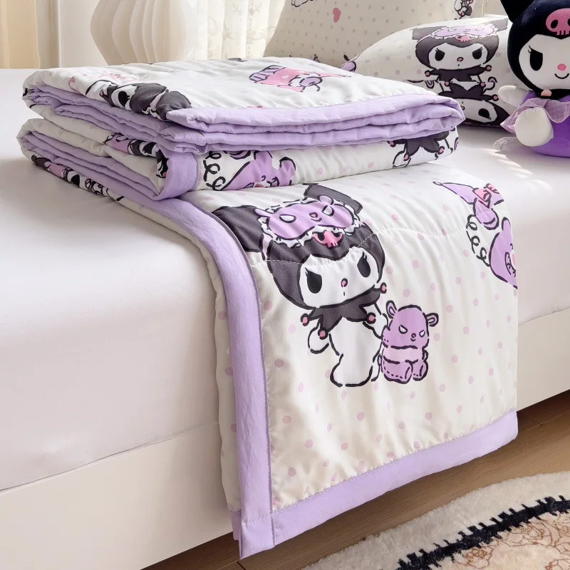 

2024 New Sanrio Summer Air Conditioner Quilt Kuromi Hello Kitty Children's Nap Quilt Office Blanket Cute Class A Washed Cotton