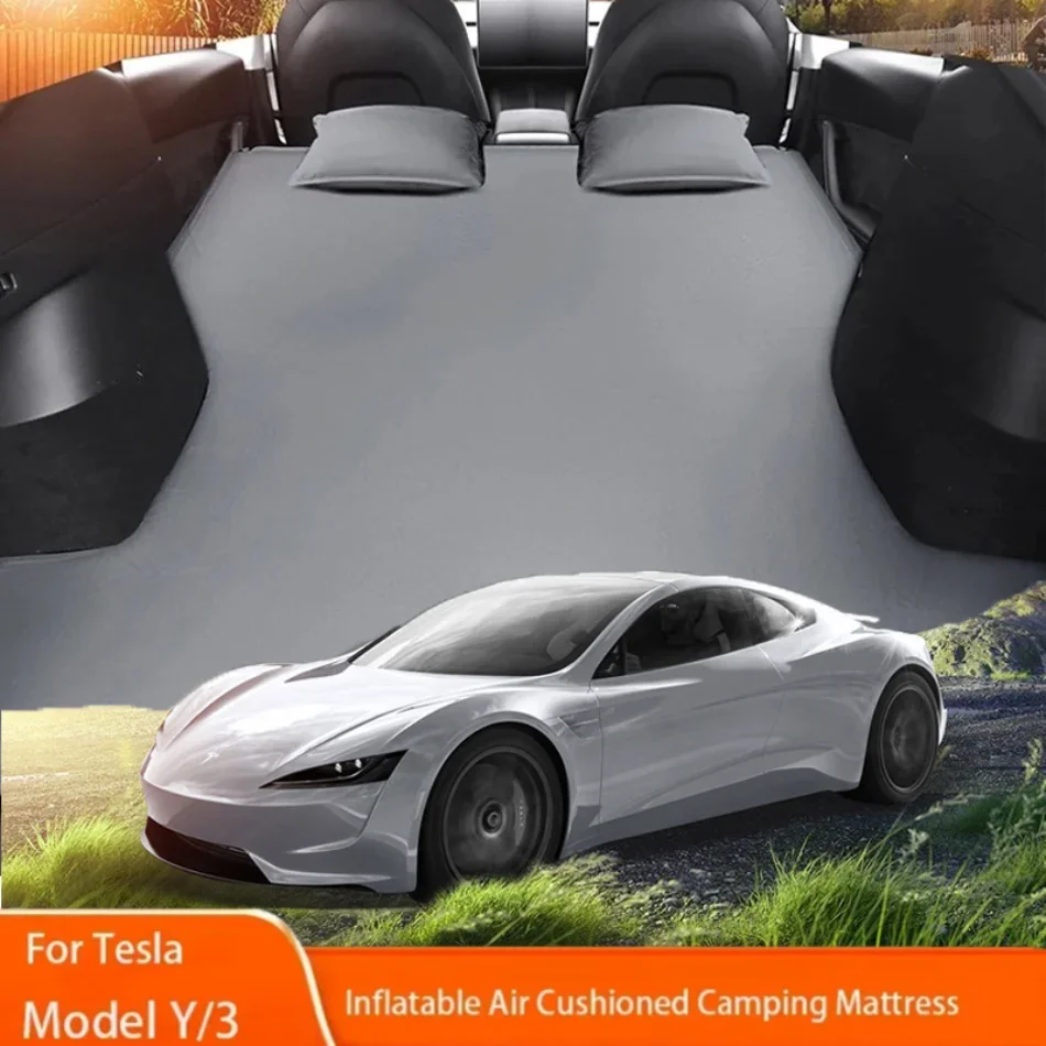 Suitable for Tesla Model 3-Model Y-Inflatable Mat Outdoor Camping Inflatable Special Suede Car Travel Bed