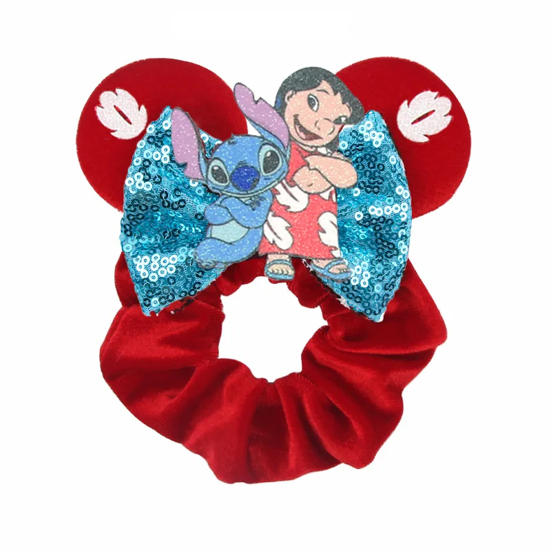 Hair Scrunchies Disney Ears Velvet Hairbands Girls Sequins Bows Headband Women Kids Party Diy