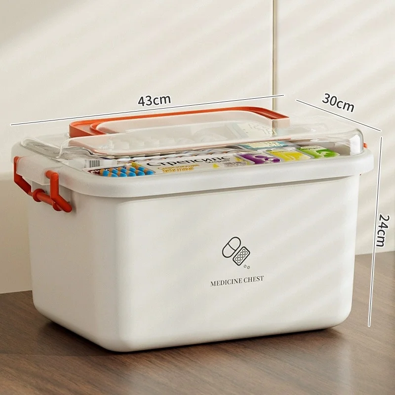 Large Capacity Portable Home First Aid Kit with Multi-Layer Drug Storage